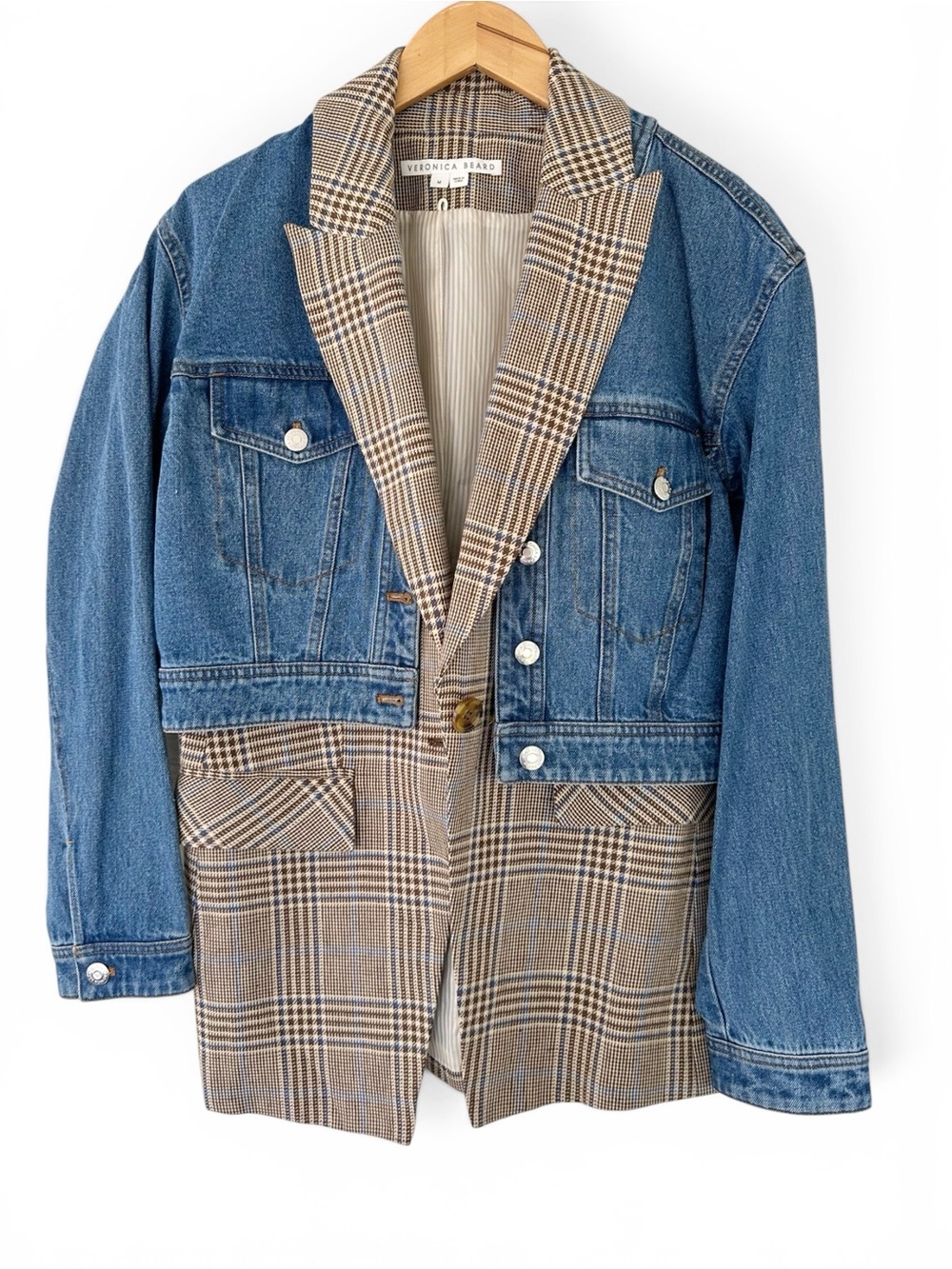 Veronica Beard • Keaton Plaid Denim Combo Dickey Jacket NWOT